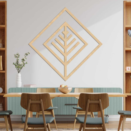 Decorațiune elegantă de perete cu model geometric din lemn