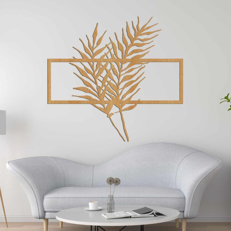 Decorațiune elegantă de perete cu frunze de palmier tropical