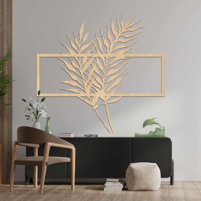 Decorațiune elegantă de perete cu frunze de palmier tropical