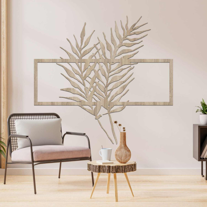 Decorațiune elegantă de perete cu frunze de palmier tropical