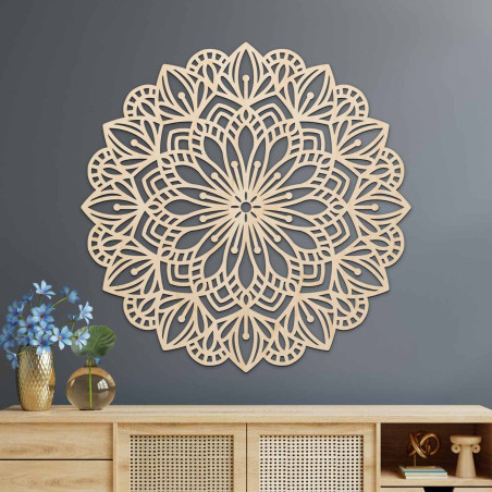 Mandala elegantă din lemn ca decor pentru un interior modern