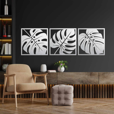Decorațiune minimalistă din lemn cu motiv botanic de plante tropicale
