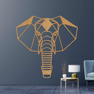 Decorațiune murală geometrică din lemn cu elefant, în stil modern 2