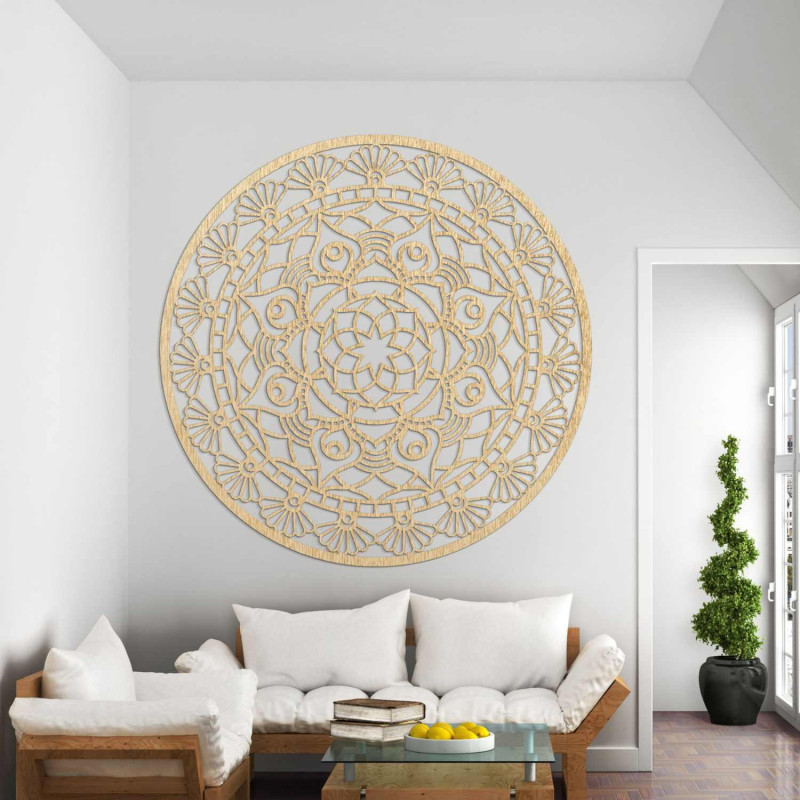 Decorațiune murală elegantă cu mandală și model geometric detaliat