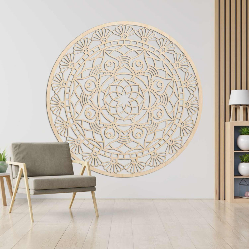Decorațiune murală elegantă cu mandală și model geometric detaliat