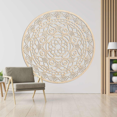 Decorațiune murală elegantă cu mandală și model geometric detaliat