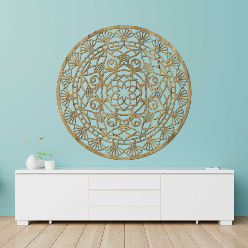 Decorațiune mandală modernă din lemn pentru un interior armonios și elegant