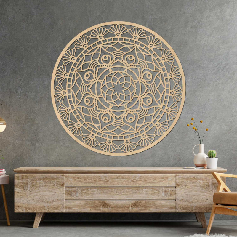 Decorațiune mandală modernă din lemn pentru un interior armonios și elegant