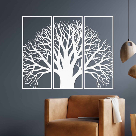 Decorațiune modernă din lemn care înfățișează maiestuosul copac al vieții
