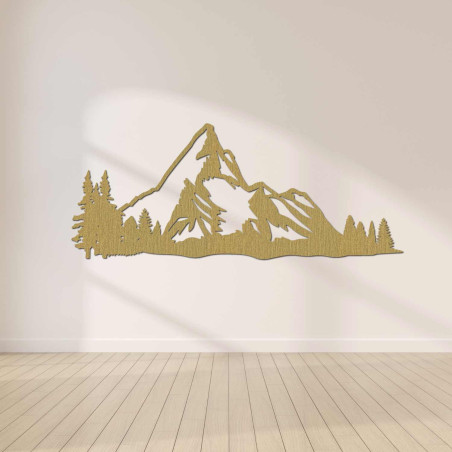 Decorațiune minimalistă din lemn cu munți și păduri pentru sufragerie sau birou