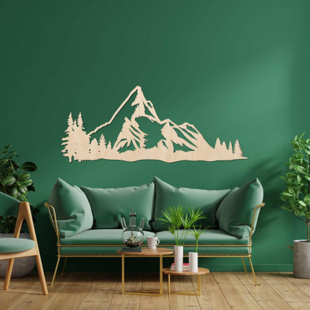 Decorațiune minimalistă din lemn cu munți și păduri pentru sufragerie sau birou