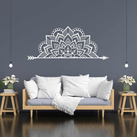 Mandala din lemn sculptată cu laser pe perete pentru un living sau dormitor elegant