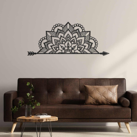 Mandala din lemn sculptată cu laser pe perete pentru un living sau dormitor elegant