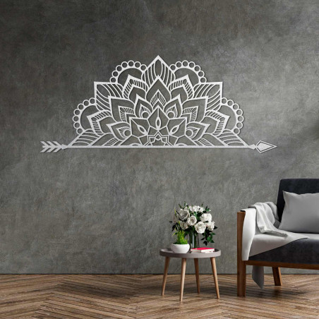 Mandala din lemn sculptată cu laser pe perete pentru un living sau dormitor elegant