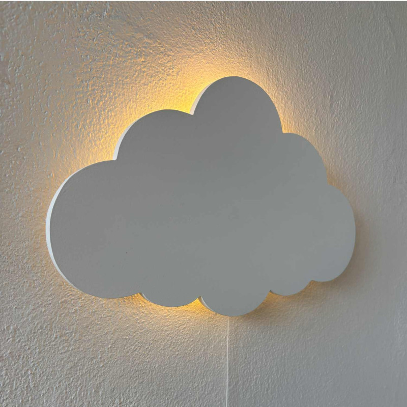 Lumină decorativă LED montată pe perete, un nor din lemn ca lumină de noapte modernă pentru camera unui copil