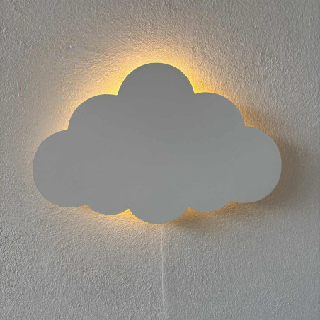 Lumină decorativă LED montată pe perete, un nor din lemn ca lumină de noapte modernă pentru camera unui copil