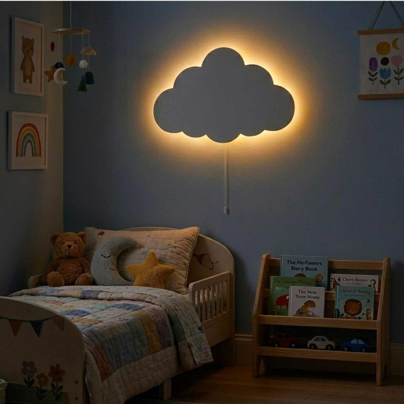 Lampă de perete LED Cloud cu lumină albă caldă pentru camera copiilor