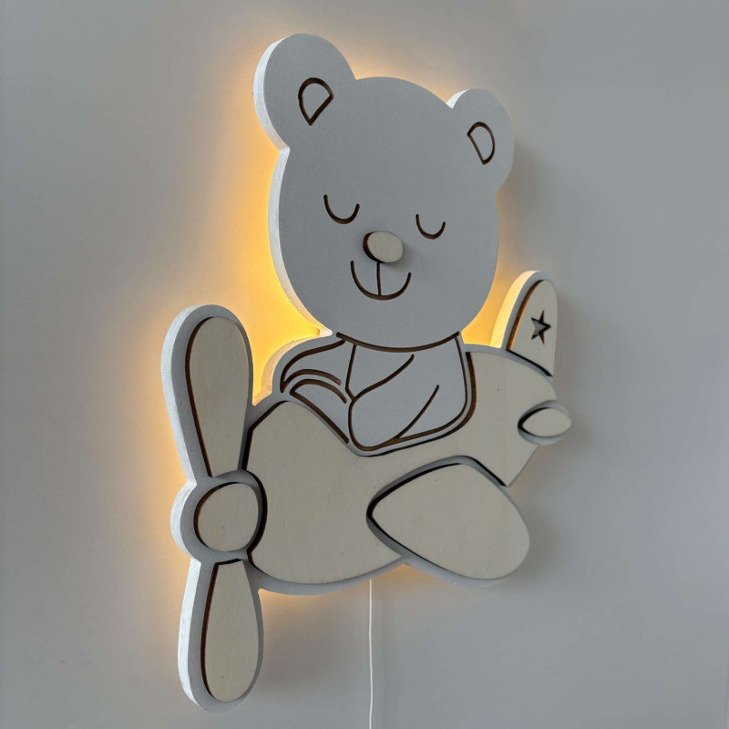 Lampă decorativă LED Teddy Bear Pilot, potrivită pentru camere de copii, camere de joacă și dormitoare