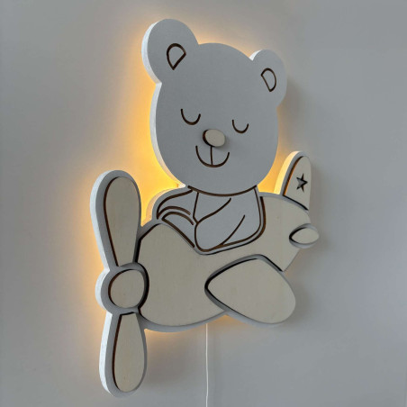 Lampă decorativă LED Teddy Bear Pilot, potrivită pentru camere de copii, camere de joacă și dormitoare