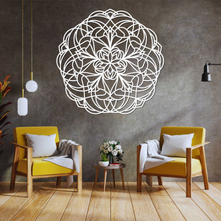 Mandala de perete din lemn natural pentru un interior modern