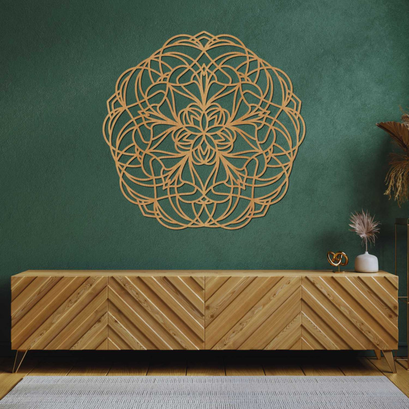 Mandala elegantă din lemn ca decor de perete stilat