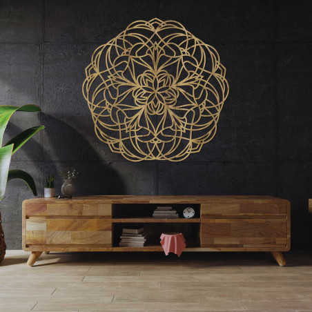 Mandala elegantă din lemn ca decor de perete stilat