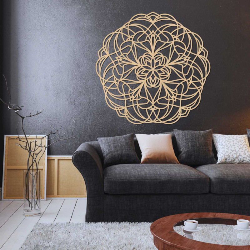 Mandala elegantă din lemn ca decor de perete stilat