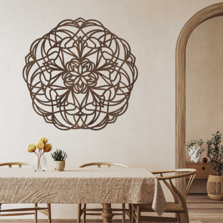 Mandala elegantă din lemn ca decor de perete stilat