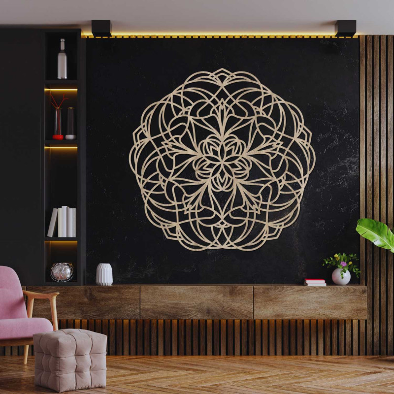Decorațiune elegantă de mandală din lemn pentru un interior modern