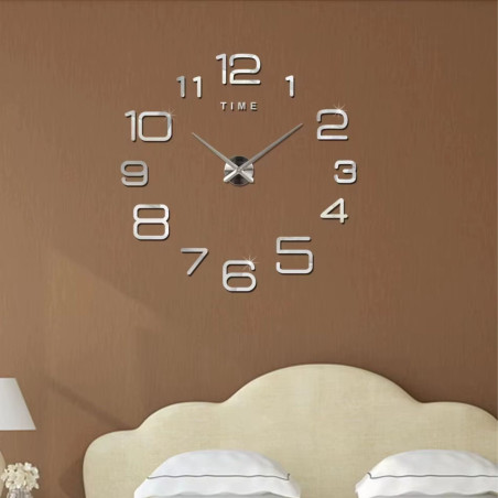 Ceas adeziv elegant, realizat din plexiglas acrilic cu suprafață argintie oglindă