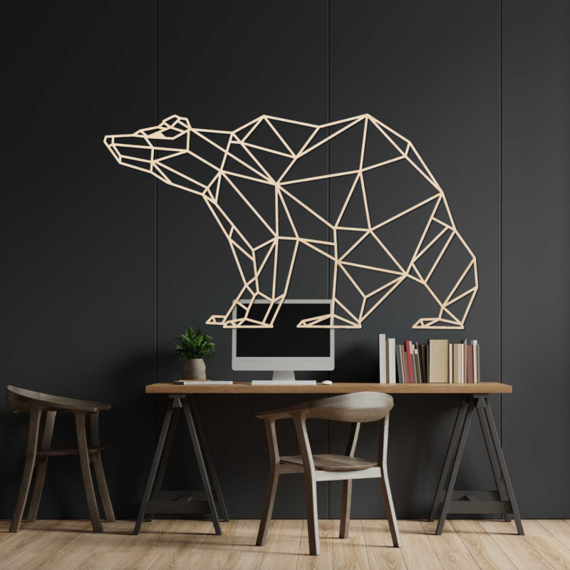 Ursuleț decorativ modern din lemn în stil geometric