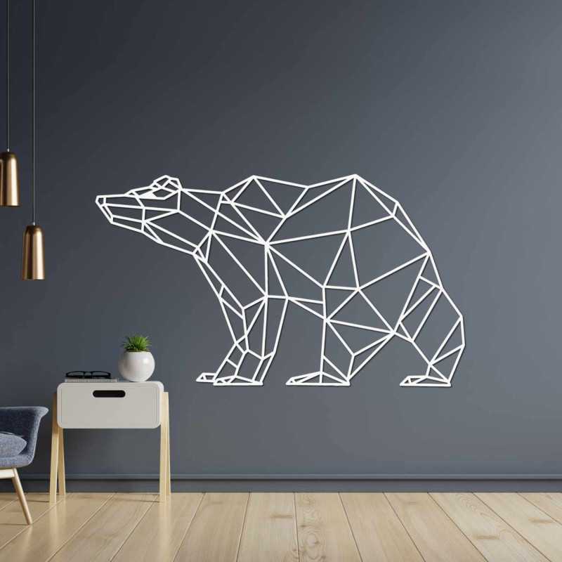 Ursuleț geometric din lemn - decor original de perete pentru sufragerie și birou.