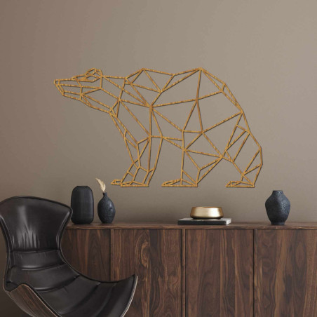 Decorațiune murală de design cu ursuleți din lemn pentru interioare moderne și scandinave.