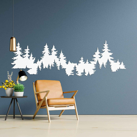 Decorațiune murală din lemn în formă de siluetă de pădure, lemn de arțar