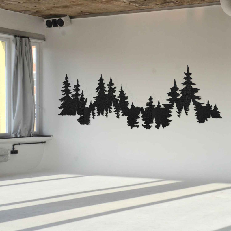 Decor de perete pădure din lemn, panoramă de copaci, interior modern