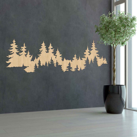Decor de perete pădure din lemn, panoramă de copaci, interior modern