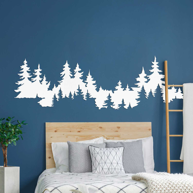 Decorațiune murală din lemn cu pădure, culoare chihlimbar, pentru sufragerie
