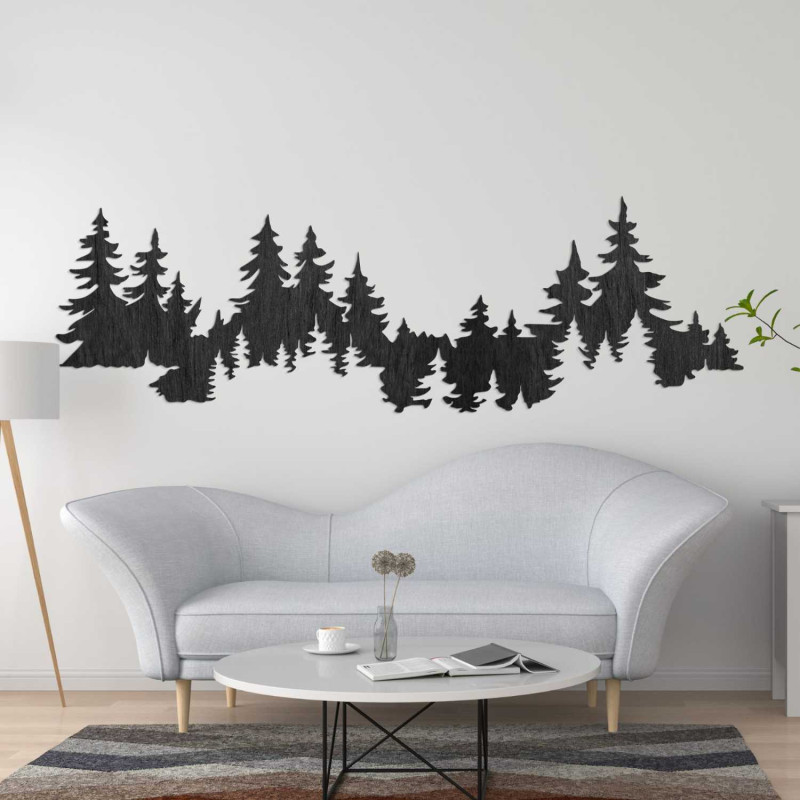 Decorațiune murală din lemn cu pădure, culoare chihlimbar, pentru sufragerie