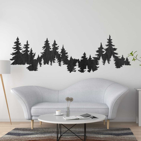 Decorațiune murală din lemn cu pădure, culoare chihlimbar, pentru sufragerie
