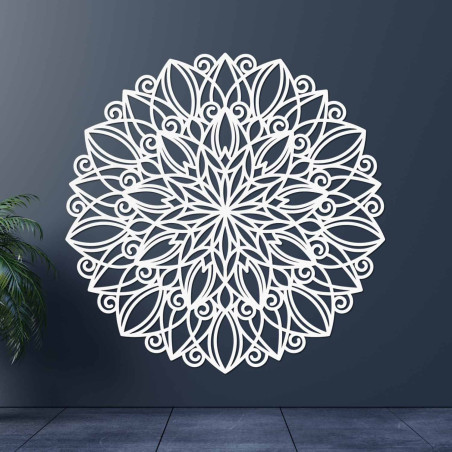 Mandala din lemn sculptată cu laser pentru perete, în decor Gold Oak