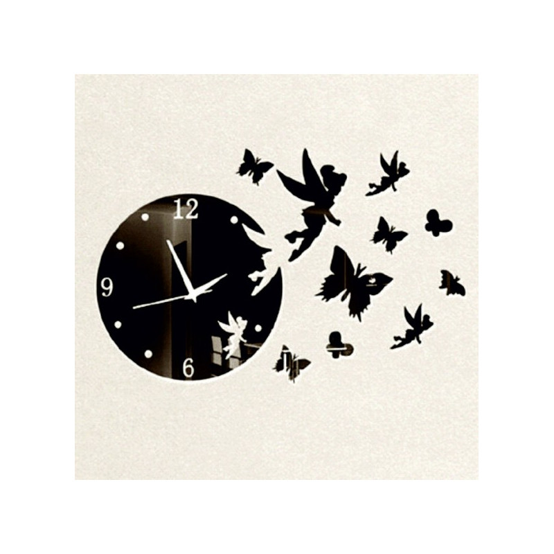 Nástenné hodiny motýľ a víla , farba čierna .