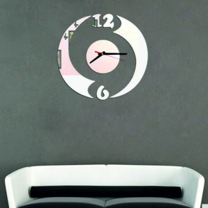 Moderné nalepovacie hodiny polkruh , zrkadlové .