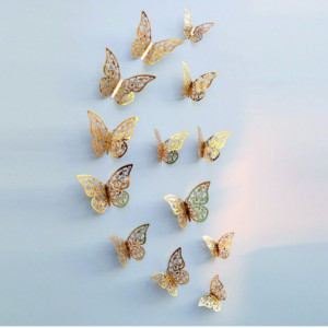 Etichetă de perete elegantă - fluture, 1 set - 12 buc