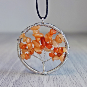 Pandantiv piatră prețioasă - copac - agate portocaliu