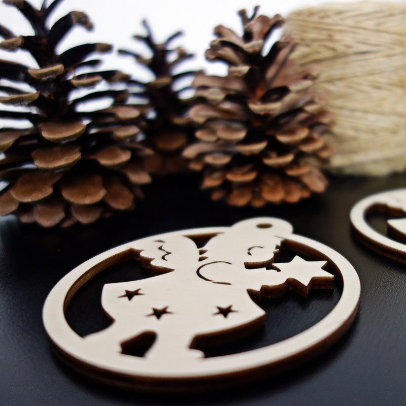 Decorațiuni de Crăciun din lemn, dimensiune: 79x90 mm