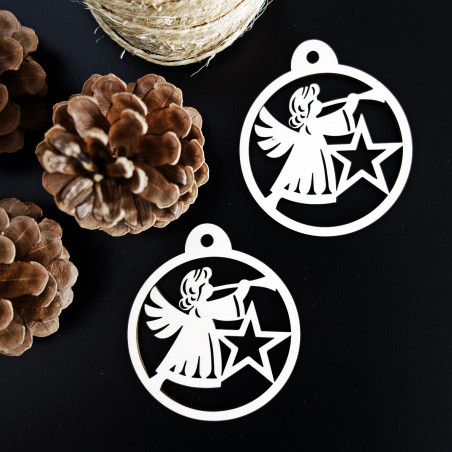 Ornament de Crăciun din lemn - Înger, dimensiune: 79x90 mm