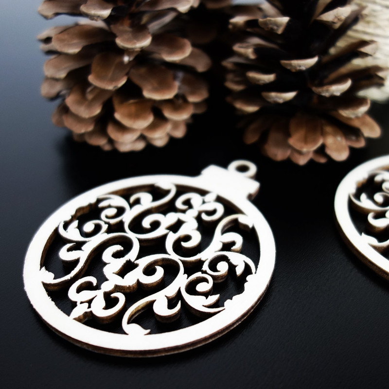 Glob de Crăciun din lemn, dimensiune: 79x90 mm