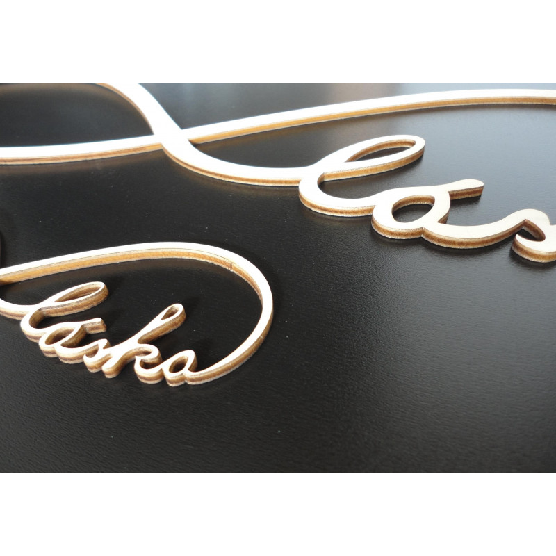 Inscripția de lemn. Iubirea eternă. Dimensiune: 500x 164 mm