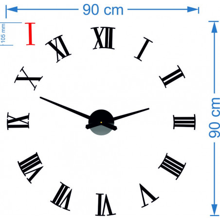 Ceas de perete adeziv Roman plexiglas 2D