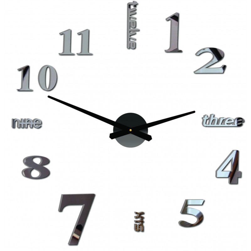 Ceas de perete modern cu șapte oglinzi 2D din plexiglas